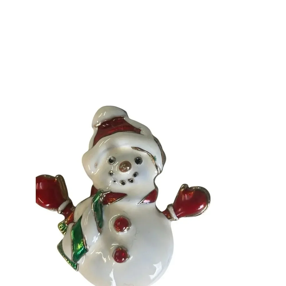 Christopher Radko Presents Shiny Brite Enamel Snowman Brooch - Picture 3 of 7